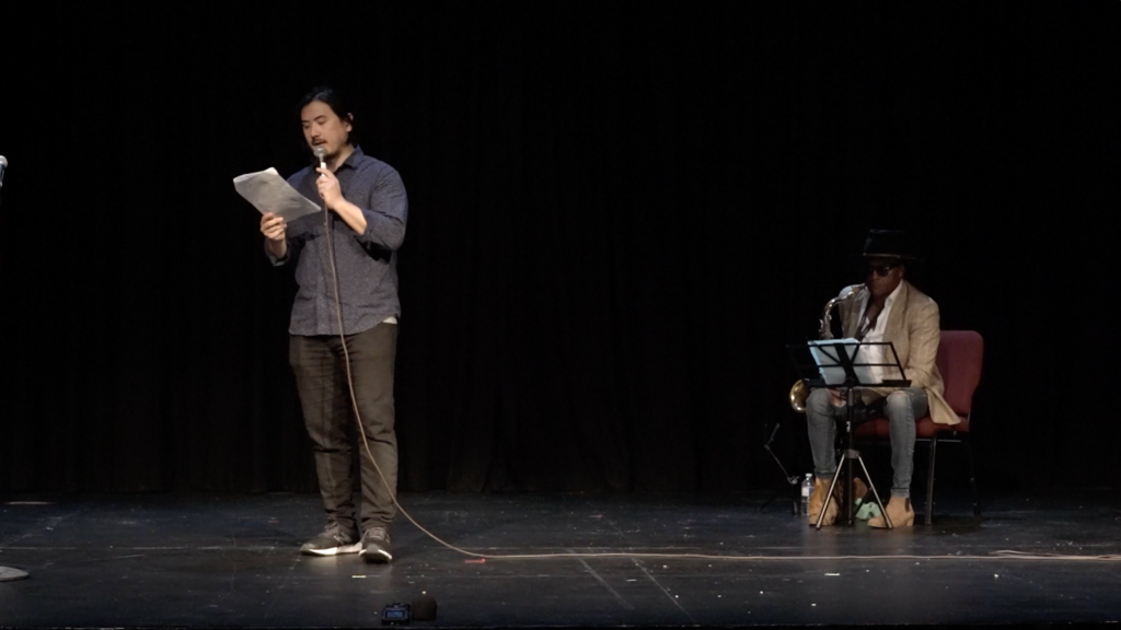 Sonya Fatah and Adam Chen perform in "Harmed in Hamilton" at the Players Guild Theatre